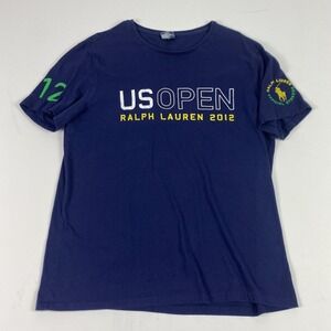 Ralph Lauren US Open 2012 Shirt Mens Medium Navy Blue Tennis Graphic Tee
